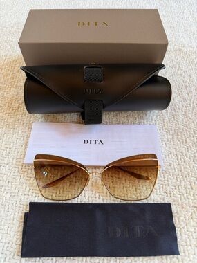 DITA StarSpann Cat-Eye Sunglasses with Brown Lenses and Gold Frame